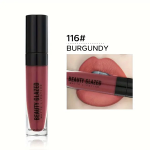 Beauty Glazed Matte Lipstick Smudge Proof Burgundy 116