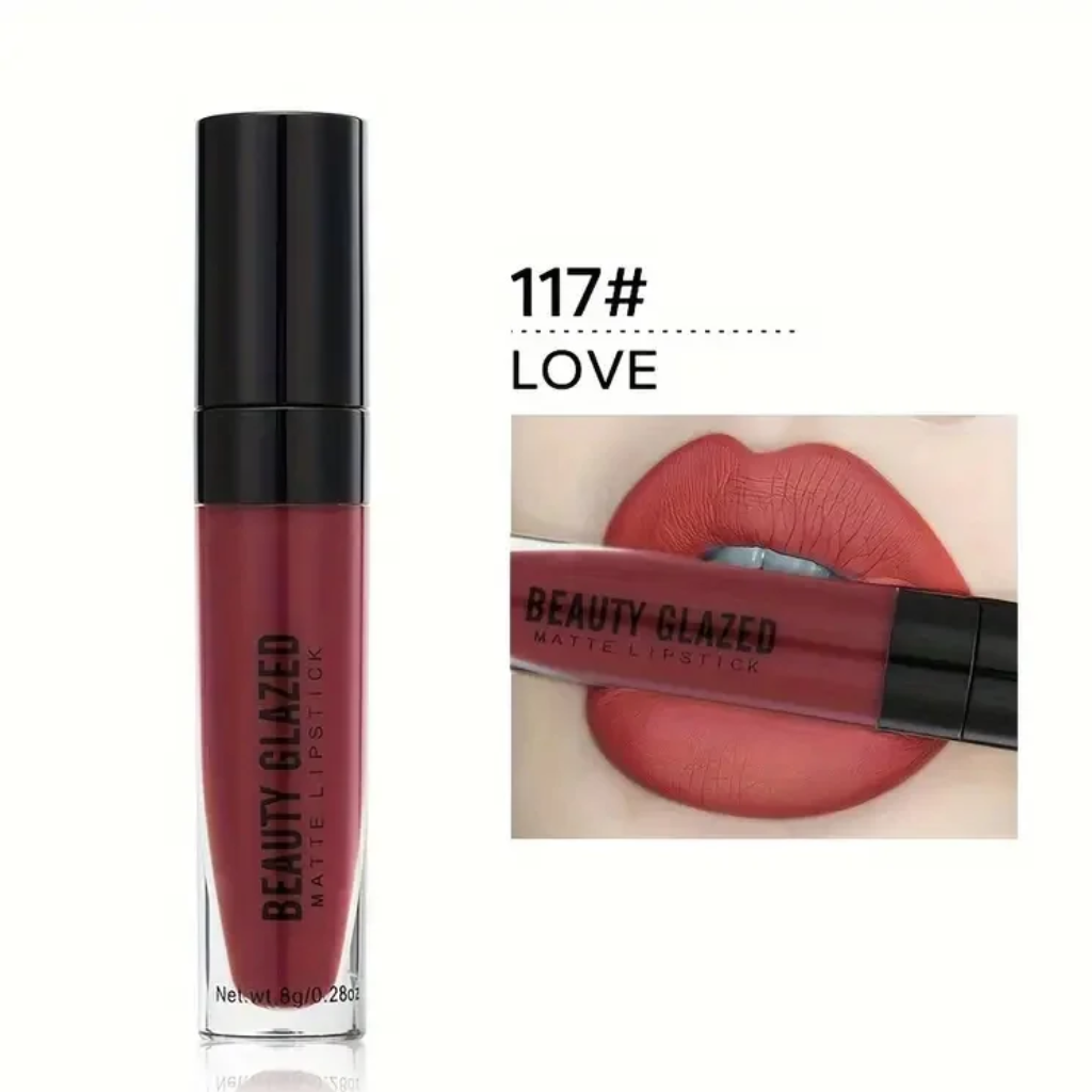 Beauty Glazed Matte Lipstick Smudge Proof Burgundy Love-117